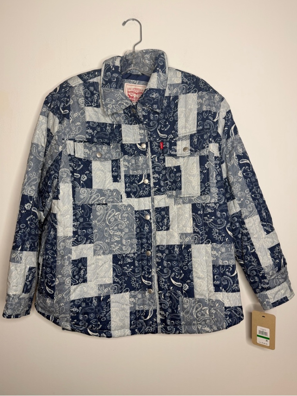 NWT Levi's Womens Paisley bandana Diamond Quilted jacket size large MSRP $140 - Picture 5 of 16
